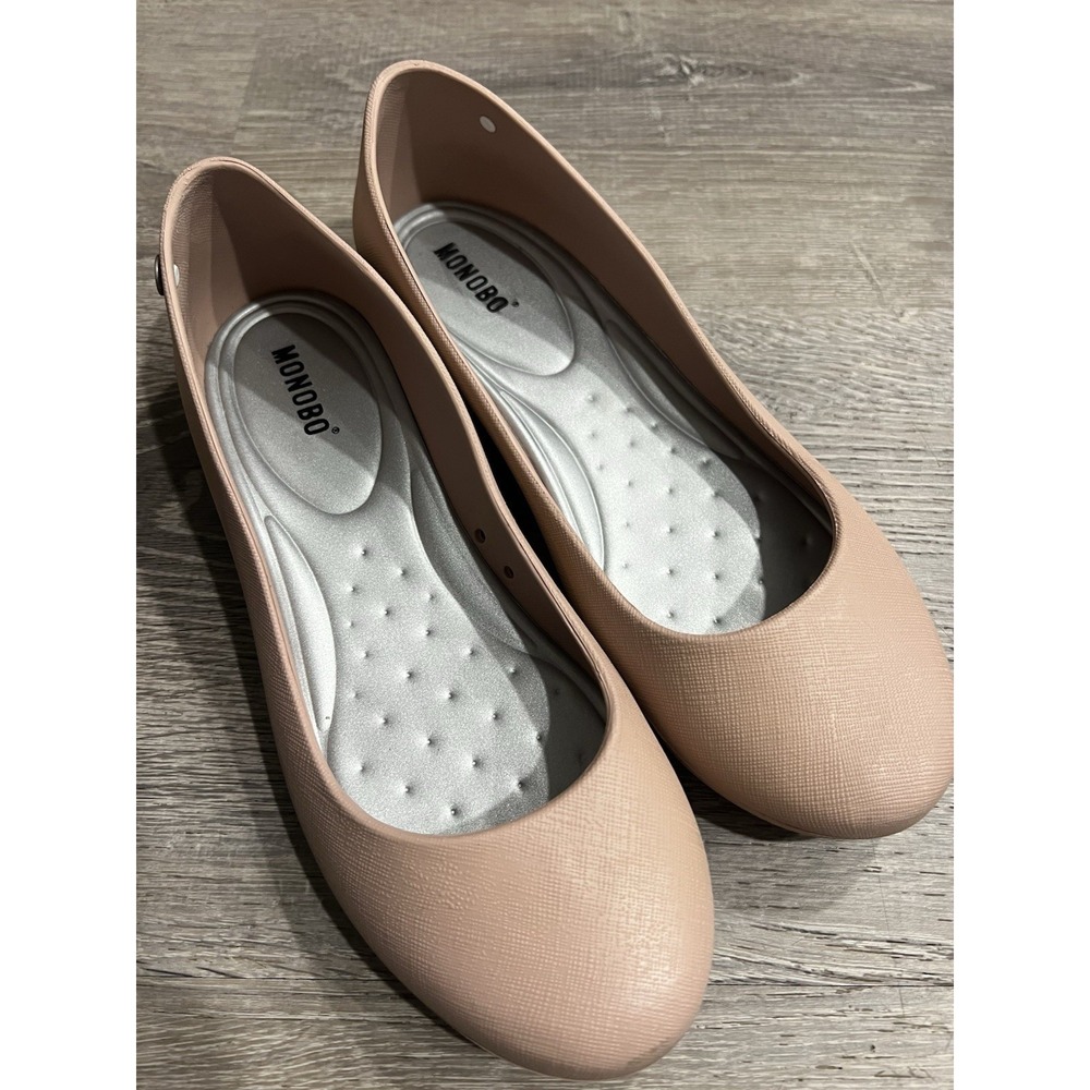 Monobo Flats Women's 9 Nude Color Ballet Flats‎ Round Toe Comfort Slip-On Shoes - Picture 5 of 9